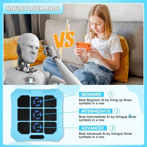 6-in-1 Electronic Tic Tac Toe Game, Rechargeable Noughts and Crosses Game — view 6