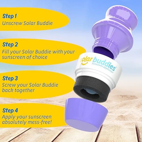 Solar Buddies Sunscreen Applicator - Purple - Refillable Roll on Sponge Sunscreen, Suncream & Lotion Applicator For Kids, Adults & Families - Holds 3.4fl oz, Perfect Size for Travel — view 4