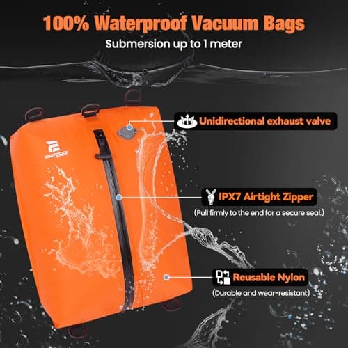 ESCRODOI 3-Size Set Vacuum Bags for Travel with Pump,Reusable,Orange — view 4