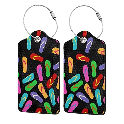 Sandal Luggage Tag Pu Leather Suitcase Tag with Stainless Steel Loop and Name Id Card for Suitcase Travel Bag
