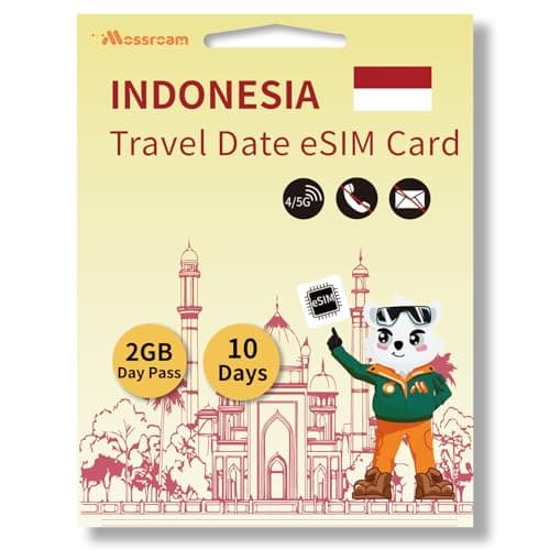 Indonesia Travel eSIM – 2GB 5G/4G LTE Data, 10 Days – Instant Activation, No Roaming Charges – Prepaid Plan for Tourists and Business Travelers