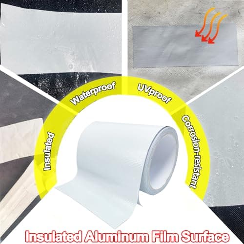 KAIHENG Waterproof Repair Tape for Awning,20FT Outdoor Canvas Tarp Repair Tape, Tent, Boat Covers, Canopy, Sail Tape, Tear Repair Patch Kit, Heavy Duty UVproof (5IN,White) — view 2
