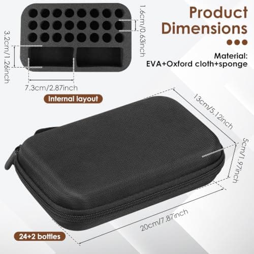 Insulin Vial Holder, Insulin Travel Case with Zipper and Handle, Vial Peptide Storage Box with Mesh Bag Suitcase Refrigerator Cooler Container, Diabetic Supplies Kits Fits 3ml to 10ml Vials (26 Slots) — view 2