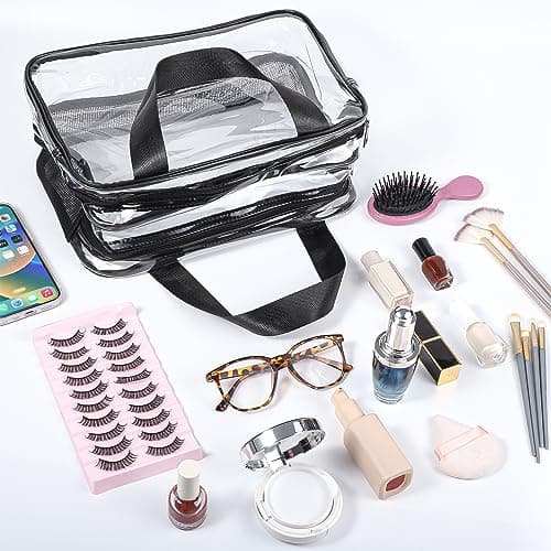 Clear Toiletry Bag, Large Plastic Travel Wash Bag Makeup Bags with Handle — view 2
