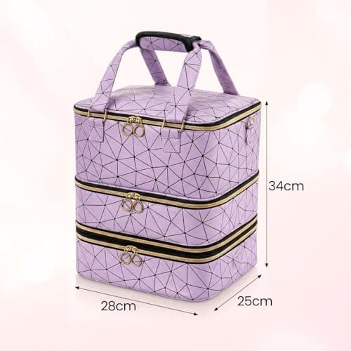 Nail Polish Organizer Case 3-Layer Portable Nail Bag for Nail Tech Purple — view 2