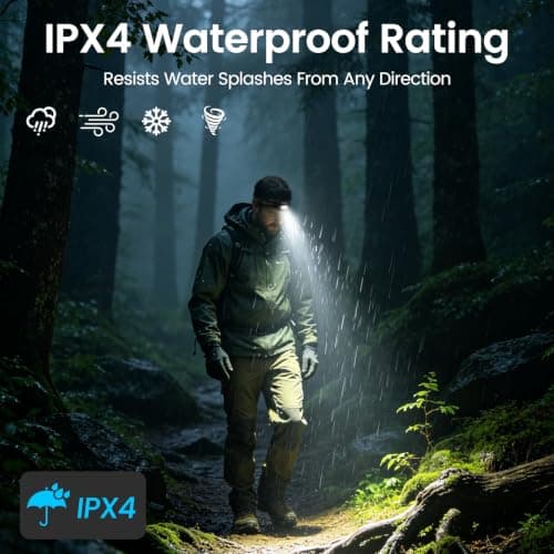 Head Torch Rechargeable, 2 Pack Waterproof LED Headlamp with Hands Free Sensor Control,16Hrs Runtime,7 Lighting Modes, for Running Fishing Camping, Super Lightweight Headlight for Kids & Adults-Black — view 5