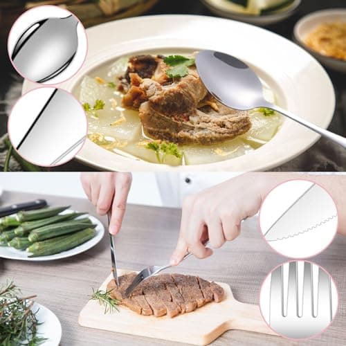 8 Pcs Travel Cutlery Set with Case,Reusable Stainless Steel Cutlery Set for 2 with Spoon Knife and Fork,Portable Travel Utensils for Picnic Outdoor Adventures School Office Everyday Use (Pink,Blue) — view 4