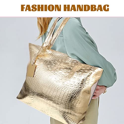 Gatuida Gold Tote Bags for Women Large Capacity Fashion Women Handbag — view 5