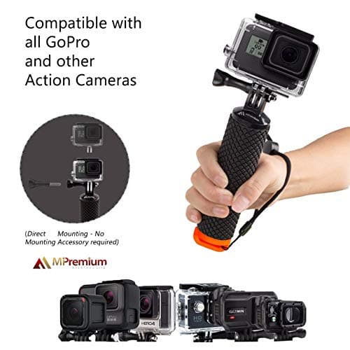 Waterproof Floating Hand Grip Compatible with GoPro Hero 13 12 11 10 9 8 7 6 5 4 3+ 2 1 Session Black Silver Handler & Handle Mount Accessories Kit for Water Sport and Action Cameras (Orange) — view 3
