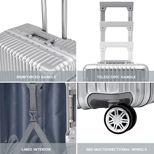 Flight Knight Premium Travel Suitcase - 8 Spinner Wheels - Built-in TSA Lock Lightweight Aluminium Frame, ABS Hard Shell Carry on Check in Luggage Highly Durable - Approved for Over 100 Airlines — view 4