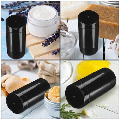 ADOCARN 4pcs Twist-up Deodorant Stick Empty Containers, Bottom-fill Refillable Abs Travel Size Tubes, Black for Deodorant, Sunscreen Balm and Body Care — view 4