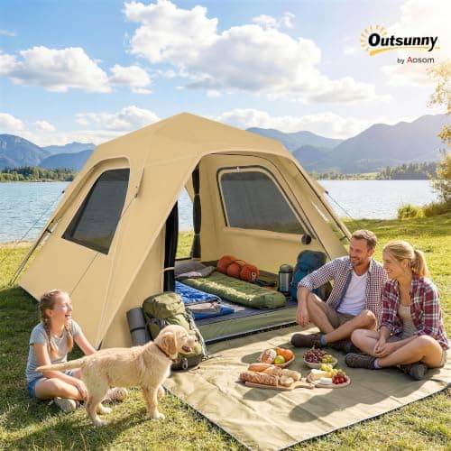 Outsunny Pop Up Tent Instant 3000mm Waterproof UPF50+ for 2-3 People Khaki — view 2
