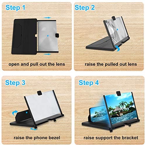 Hopeful 14" Thin Foldable Phone Magnifier Screen Foldable HD 3D Blu-ray Easy to Carry Gadgets for Men Gifts Technology 3d Movies Phone Projector（black） — view 5