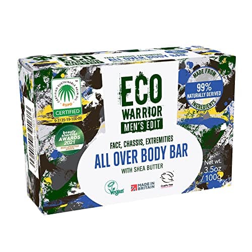 Eco Warrior Men's All Over Body Soap Bar, Shea Butter, Natural, 100g