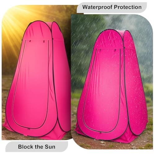 BREEZENEST Pop Up Tent | Toilet Tent for Camping Portable Privacy Shelter | Shower Tent for Outdoor Changing, Beach, Fishing | Instant Pop Up Toilet & Changing Room (Pink) — view 4