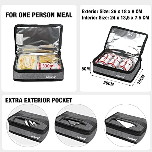 Aosbos Small Insulated Lunch Bag for Men Kids, 3.5L Reusable Lunchbox Cool Bags with Soft Handle, Portable Cooler Bag Snack Pouch for Women Adults Work Picnic School Outdoor — view 3