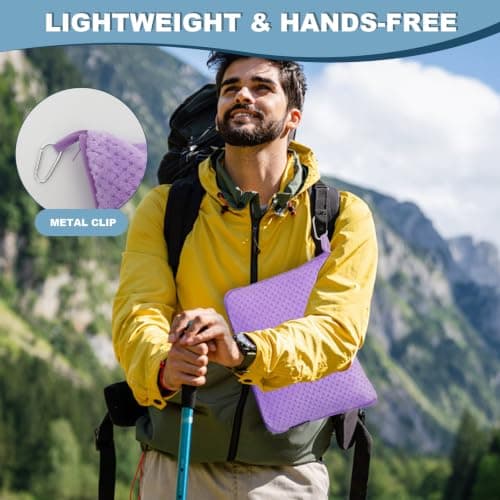 Nenolix 3 in 1 Travel Pillow and Blanket Set - 280 GSM Travel Blanket Airplane Compact with Bag, Inflatable Travel Pillow, Packable Airplane Blanket, Luggage Sleeve & Backpack Clip (Light Purple) — view 5