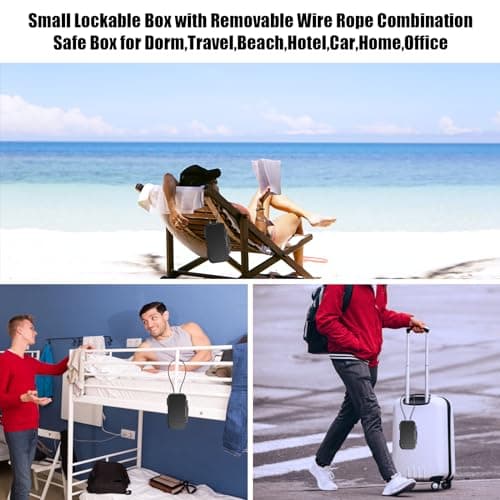 Diyife Portable Safe Box, [Waterproof] Travel Safe Combination Case, Anti-Theft Security Box with 4-digital Code, Lock Box with Removable Wire Rope for Hotels, Travel, Sports, Venues, Office, Vacation — view 4