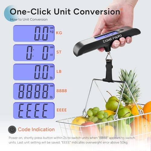 travel inspira Rechargeable Luggage Scale, USB-C Digital Suitcase Scale — view 5