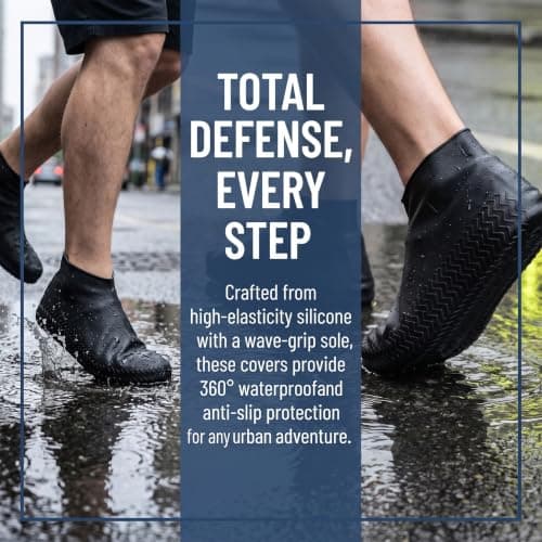 Merzio Waterproof Shoe Covers, Reusable Silicone Overshoes Non-Slip Rain Boot Protectors, Washable Over Shoes Protectors for Men Women Outdoor Cycling Hiking — view 5