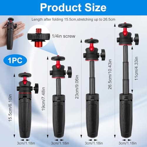 Mini Camera Tripod Selfie Stick Travel Tripod Compact Phone Holder, Black — view 2