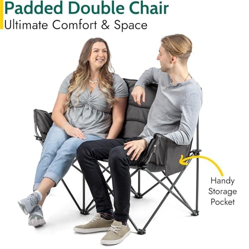 Trail Linnet Padded Double Camping Chair, 2 Seater, Grey — view 4