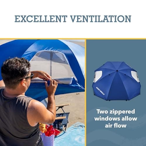 Sport-Brella Premiere Portable Sun Umbrella, Multi-purpose Garden Umbrella, Easy Folding Setup, 243 cm, 1 Piece, Perfect for Outdoor Activities, Beach, and Garden Use, UV Protection-Blue — view 4