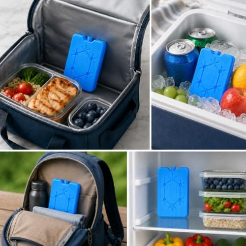 Tinminx 2 Pack Blue Freezer Blocks, Reusable Ice Packs with PP Outer Shell, Slim Leak-Resistant Cool Blocks for Cooler Bags, Lunch Boxes, Picnic Bags, Camping and Travel — view 6