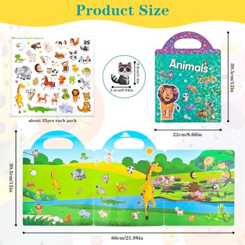 3Pcs Reusable Sticker Books for Toddlers Travel Toys with 3D Puffy Stickers — view 2