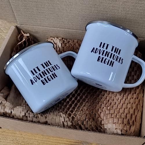 Personalised Campervan Enamel Mug Set - Travel & Adventure - Gift for Him or Her - Motorhome Mug Flask Set - Add Name and Text - Unique Custom Present — view 5