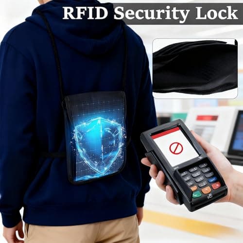 Ousuwo Waterproof Anti-Theft Travel Neck Pouch – Unisex Blocking Shoulder Bag for Passport, Smartphone, Credit Cards, Money & Coins | Secure Hands-Free Crossbody Mobile Phone Pouch — view 5
