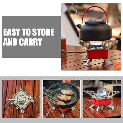 Camping Stove, Backpacking Stove, Foldable, Portable, Lightweight, Piezo Ignition, Single Burner Adjustable, Premium Mini Powerful and Stable Camp Stove for Hiking Picnic (Mini Stove + 4 Gas) — view 4
