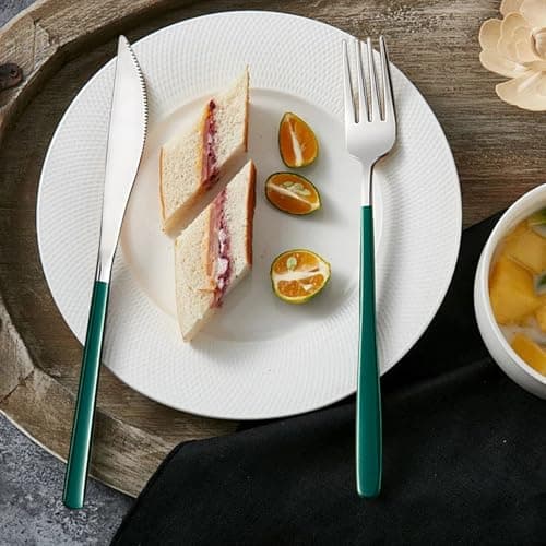 VANRA 4-Piece Portable Travel Utensils Set with Case 18/8 Stainless Steel Flatware Set Reusable Cutlery Set with Fork Spoon Knife Chopstick for Lunch Travel Camping School Work Picnic (Deep Green) — view 6