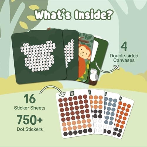 Binca Dotties Forest Animals Dot Art Activity Kit | 750+ Stickers | Mess-Free Woodland Craft Kit for Kids Ages 4-7 | Forest Animal Gift for Boys & Girls | Travel Activity — view 2