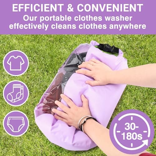 Travel Washing Machine & Retractable Clothesline - Hand Washing Machine & Portable Clothes Washer - Durable Travel & Camping Laundry Wash Bag - Portable Manual Clothes Washer — view 2