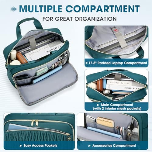 RAINSMORE 17.3 Inch Laptop Bag for Women Work Bag Large Briefcase — view 4