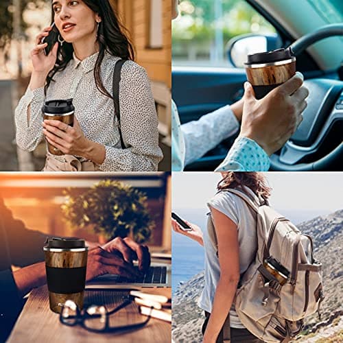Tlater Travel Mug, 380ml Insulated Coffee Cup Travel Mug with Leakproof Lids - Double Walled Vacuum Stainless Steel Travel Coffee for Hot & Cold Drinks, Water and Tea — view 6