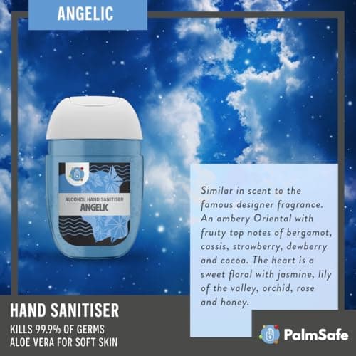 Palm Safe Angelic 3 Pack Pocketbac 30ml Anti Bacterial Premium Hand Sanitiser Travel Size Refillable Clip Bottle Quick Drying Non Sticky Extra Moisturising Kills 99.9% of Viruses and Bacteria — view 3