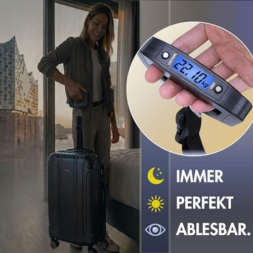 Villageboom Digital Luggage Scales with Practical Strap - Luggage Scales up to 50 kg with Large Display & Tare Function - Includes 2 × AAA Batteries for Long Running Time - Supports Solar Projects in — view 4