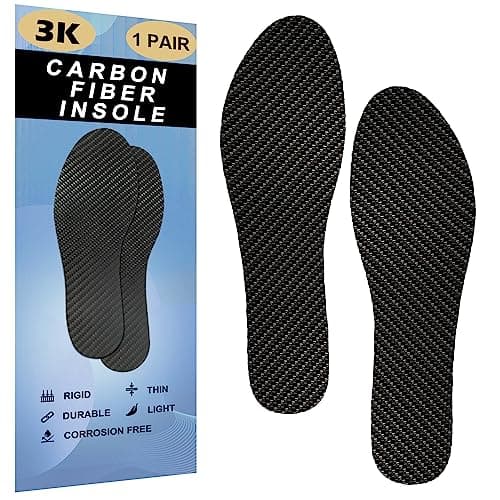 Carbon Fiber Insoles 1 Pair, Rigid Carbon Fiber Shoe Insert 1Pair for Pain Relief & Injury Turf Toe, Foot Fractures, Hallux Rigidus and Limitus for Hiking Running (255mm-Men's 9-9.5/Women's 10-10.5)