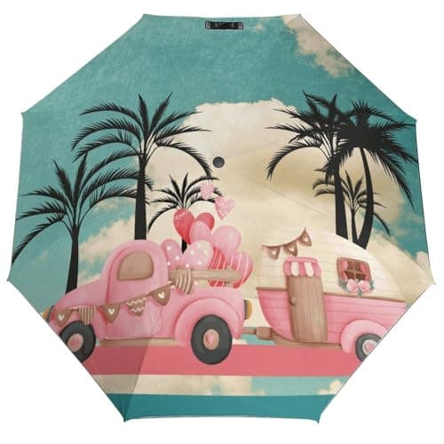 SEEKJOYS Honeymoon Umbrella Out Print Windproof Travel Umbrella Strong Compact Umbrella Automatic Portable Folding Umbrella for Rain Sun