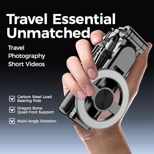 4-in-1 Multifunctional Magnetic Selfie Stick, 2025 New 360° Rotation Phone Tripod with Wireless Remote for iPhone & Android, Phone Stand for Video Recording & Vlogging - Portable Travel — view 3