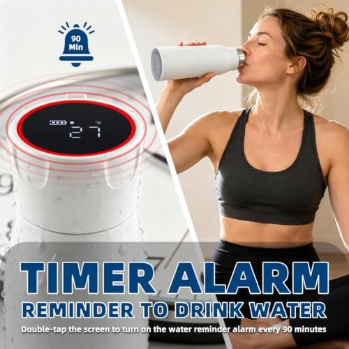 Insulated Stainless Steel Water Bottle with UV Sterilization & Hydration Reminder, USB-C Rechargeable, BPA-Free&Leak-Proof Smart Self-Cleaning Water Bottle, Ideal for Office, Travel and Gifts, White — view 6