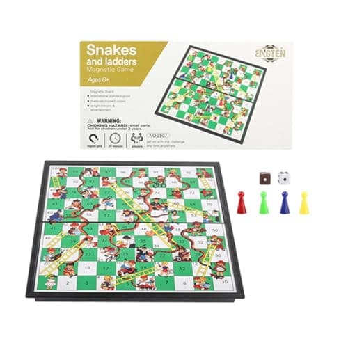 ZUNIPLEX Snakes & Ladders Game with Magnetic Foldable,Small Land-Based Game