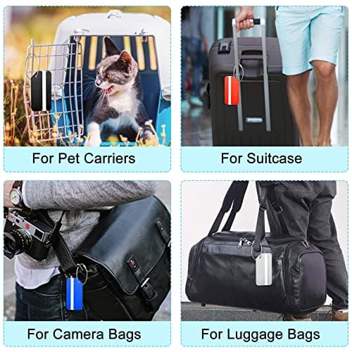 Yizhet Luggage Tags, 6 Pcs Suitcase Tags Aluminum Alloy with Steel Loop & Waterproof Name ID Card for Travel Bag, Checked Luggage, Suitcases, Laptop Bags, Backpacks, 8 x 4cm, 6 Colors — view 6
