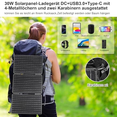 【Portable Solar Panels for Camping 30W 18V Kit】 KWODE Solar Panel Charger — view 5