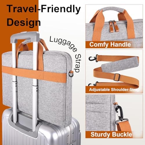 Estarer Laptop Messenger Bag 17-17.3 Inch Mens Satchel Shoulder Bag for Work (Light Grey-slim, 17-17.3 Inch) — view 5