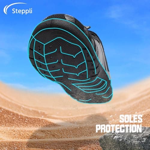 Steppli Water Shoes Beach Swim Pool Sea Surf Aqua Quick-Dry Breathable Weitsuit Non Slip Lightweight Shoes for Men Women Black EU43=UK9.5 — view 3
