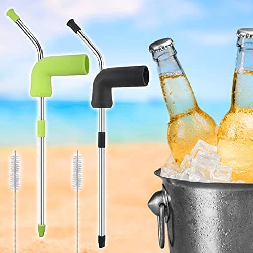 Fentar 2Pcs Beer Snorkel, Stainless Steel Drinking Snorkel for Alcohol — view 6
