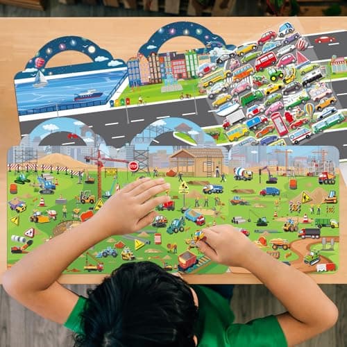 Elfew 2 Pack Puffy Sticker Books for Kids 2-4, Construction and Vehicle — view 3
